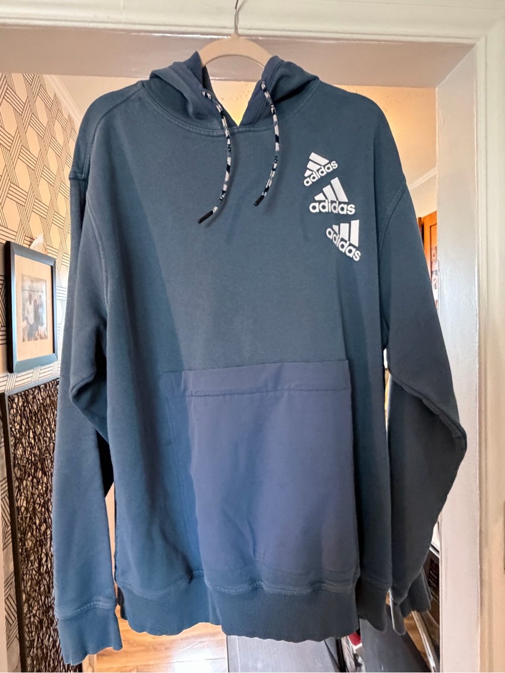 adidas Men's Blue Teal Pullover Hoodie with Logo with pants